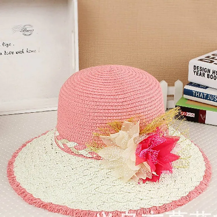 Новый Женский Вс Шляпа Конфеты Цвет Соломенная Мода Широкий Большой Брим Летний