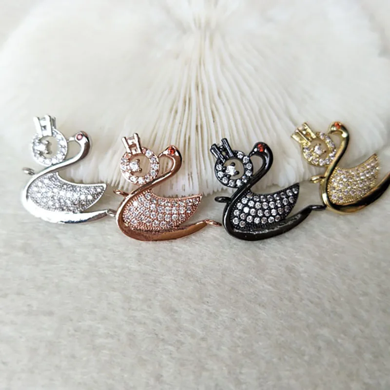 

10pcs CZ zircon Micro Pave Connector,swan Double Bails Beads Charm,DIY Bracelet necklace Jewelry Finding CT305