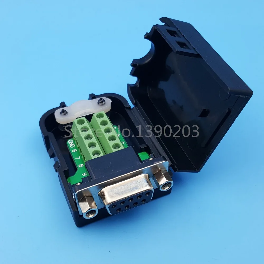 D SUB DB9 Женский 9Pin черный чехол гайка типа Breakout клеммы разъем платы DIY вилки|plug