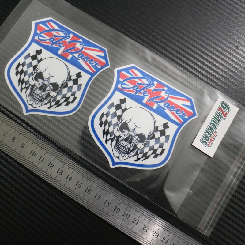 sixsub Cafe Racer Britain National flag Match lattice Badge shield Reflective stickers decals waterproof sunscreen 2piece | Автомобили и
