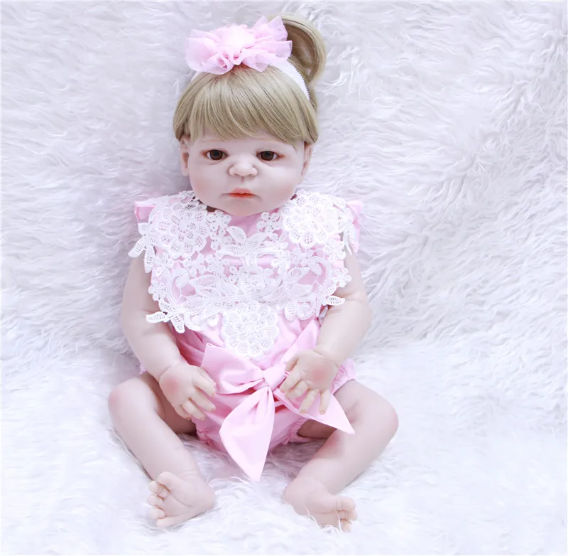 Настоящие светлые волосы для девочек bebe полностью силиконовые куклы reborn 22 &quot55 см
