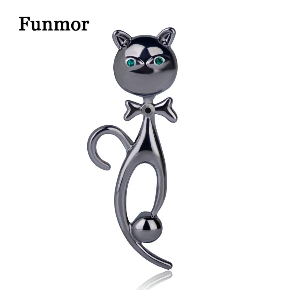 FUNMOR лук-узел зеленые глаза Кошка Броши черный пистолет цвет вечерние пальто