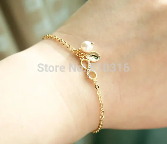 Kinitial Для женщин Infinity 8 браслета очарование цвета: золотистый серебристый