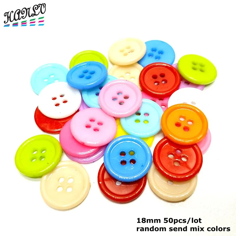 18mm 50pcs mix 9/11/13/15/18/20/22/25/30 мм 9 Размеры круглые 4 отверстия Пластик Кнопки DIY Скрапбукинг ремесла швейной инструменты 20 штук-100 шт - Цвет: 18mm 50pcs mix
