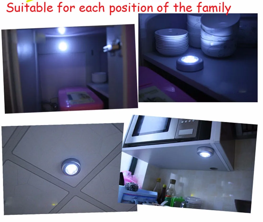 Автостайлинг домашний 3 светодиодный светильник на батарейках сенсорная Ночная