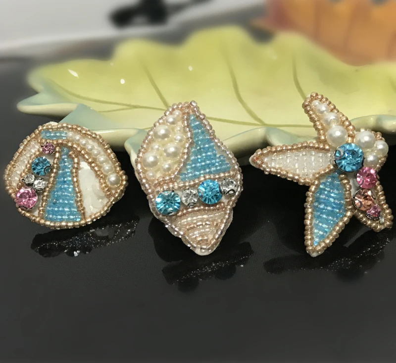 1 шт. 3D Ручная работа морская раковина вышитый бисером патчи для одежды сумка