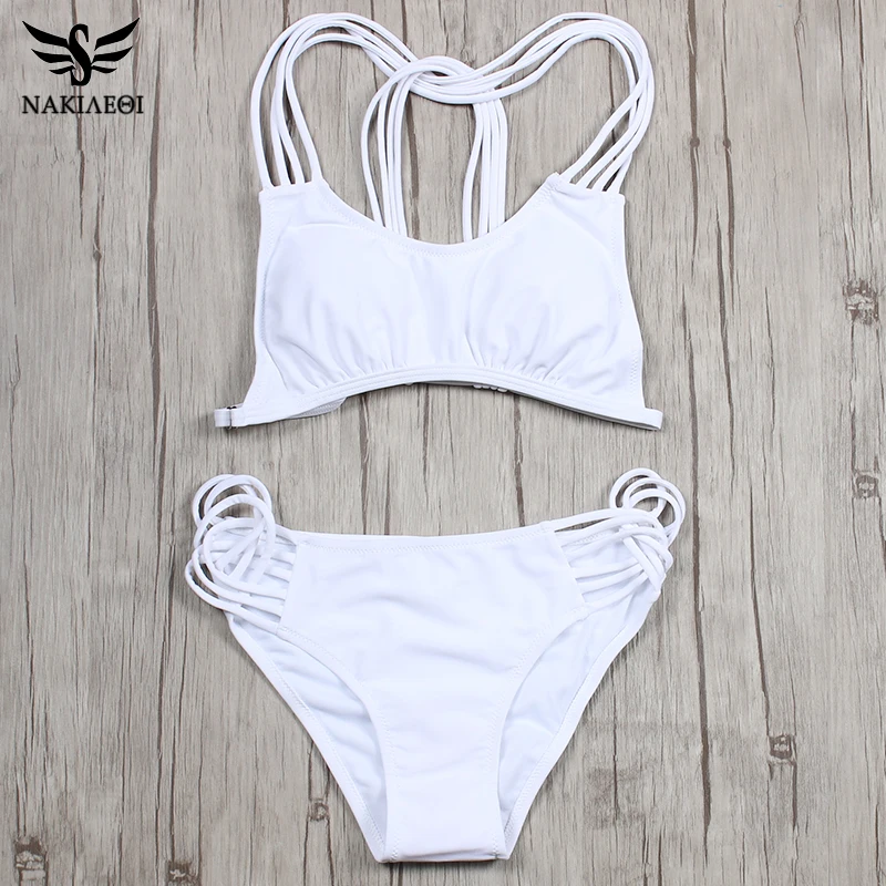 Бикини пуш ап женское Бандажное однотонное в бразильском стиле|wear|wear womenswomen wearing