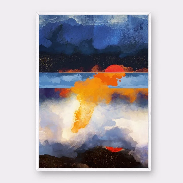 Abstract Amber Dusk and Reflection art Canvas Poster Natural poster Wall Pictures for Living Room No Frame | Дом и сад
