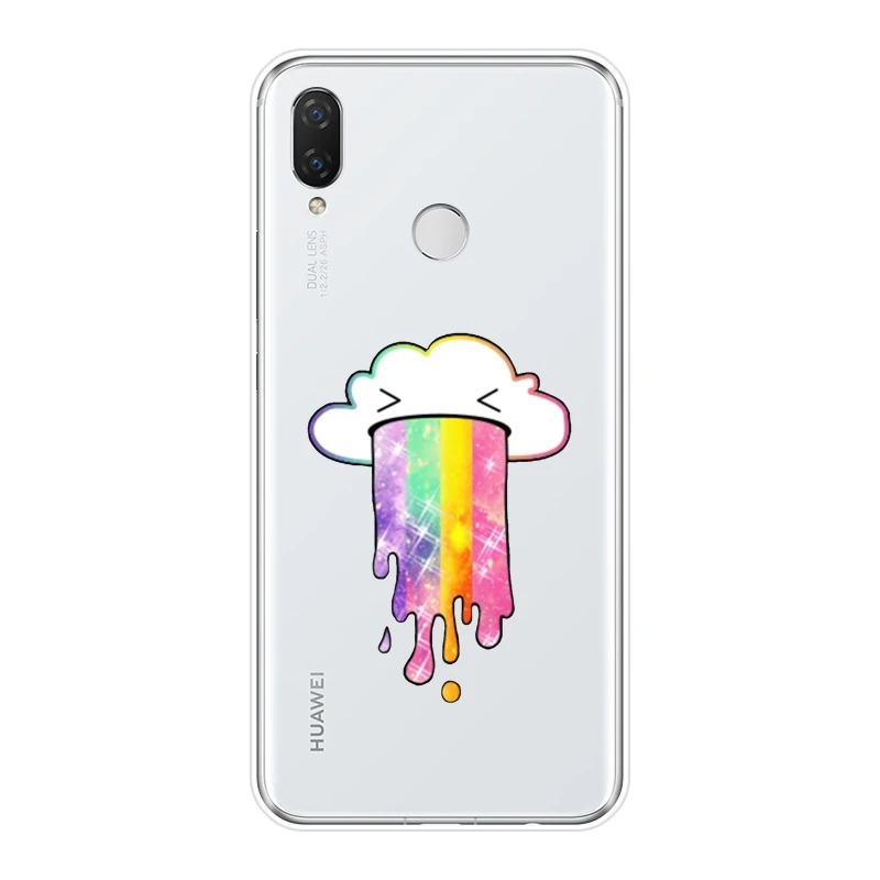Задняя крышка для Huawei Nova 2i 3 3I 3E 2 Lite Plus Kawaii Cloud Rainbow мягкий силиконовый чехол