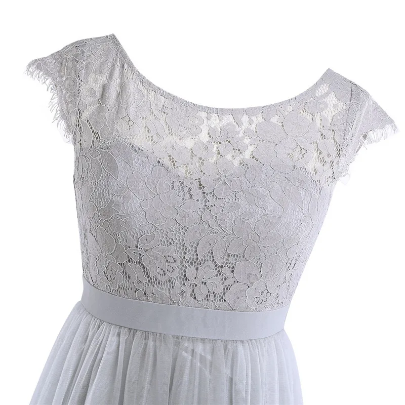 Женское длинное вечернее платье из тюля с рукавом-крылышком для подружки невесты