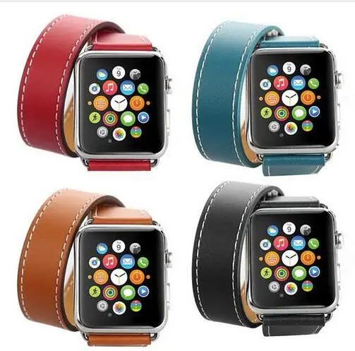 Браслет из натуральной кожи с кожаным ремешком для iwatch 4 3 2 1 Apple Watch Band Double Tour 38 мм 42