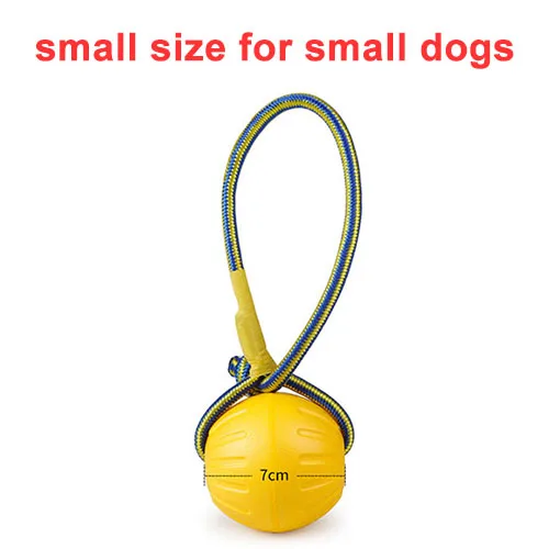 small ball with rope Игрушки для собак жевательные кольца/Летающие Диски/мяч с веревкой плавающие воды EVA игрушки для домашних животных для собак интерактивный шар для маленьких/больших собак кошек - Цвет: small ball with rope