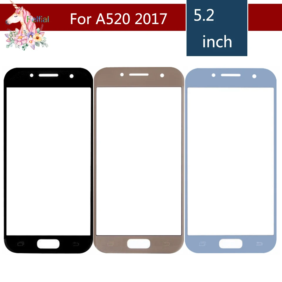 10 шт./лот для Samsung Galaxy A5 2017 A520 A520M SM-A520F A520F переднее внешнее стекло объектив