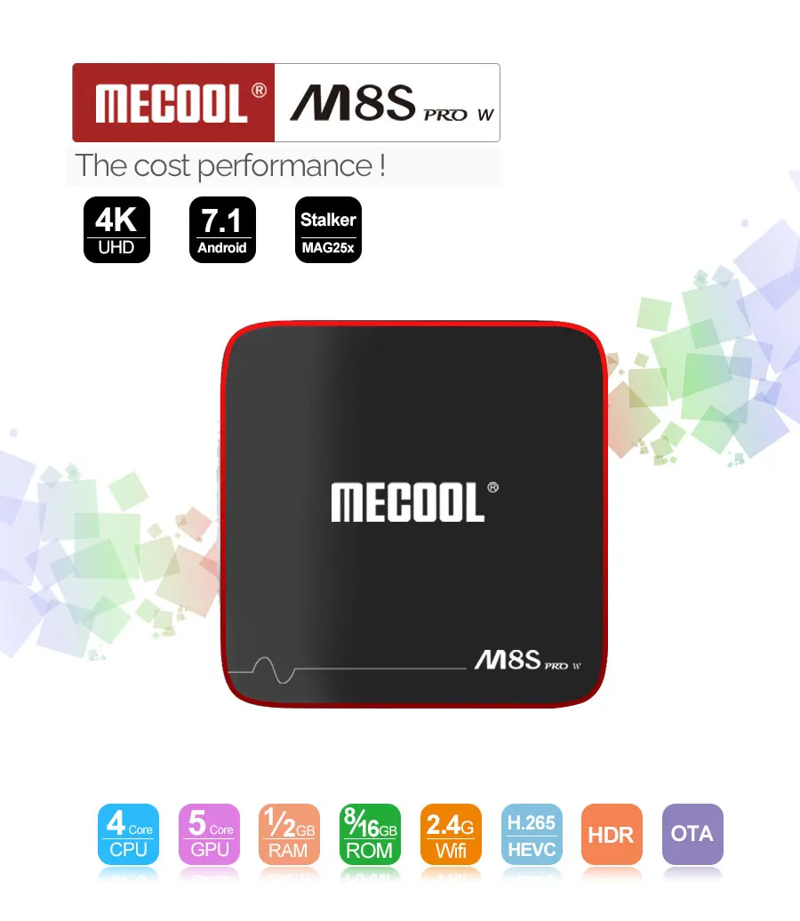 Mecool M8S Pro W Android 7.1 Smart TV BOX 2G ROM 16G RAM S905W Quad Core support media player Set-Top Box IPTV box | Электроника