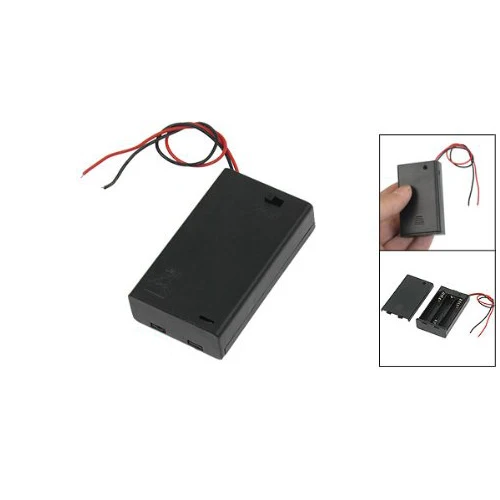 EDT-Two Wire Leads ON/OFF Switch Black 3 x 1.5V AAA Battery Holder Case w Cover |