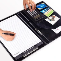 a4 pu leather file folder with calculator multifunction office supplies organizer manager writing pads briefcase padfolio bags