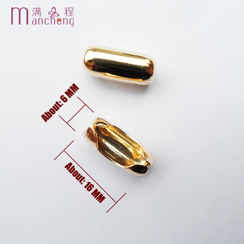 

100PCS/Lot Good quality 6*16mm Gold color copper Bead waist buckle,Suitable 5MM 6MM Bead chain link buckle for necklace bracelet
