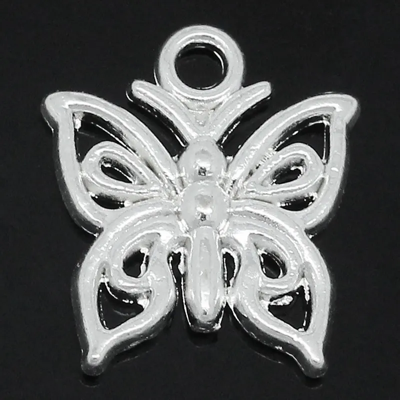 Подвески из цинкового металлического сплава с подвеской-бабочкой посеребренным