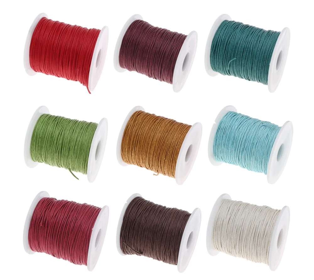 

100Yards/Spool Sold By Spool Wax Cord With Plastic Spool More Colors For Choice 1mm Waxed Cotton Cord
