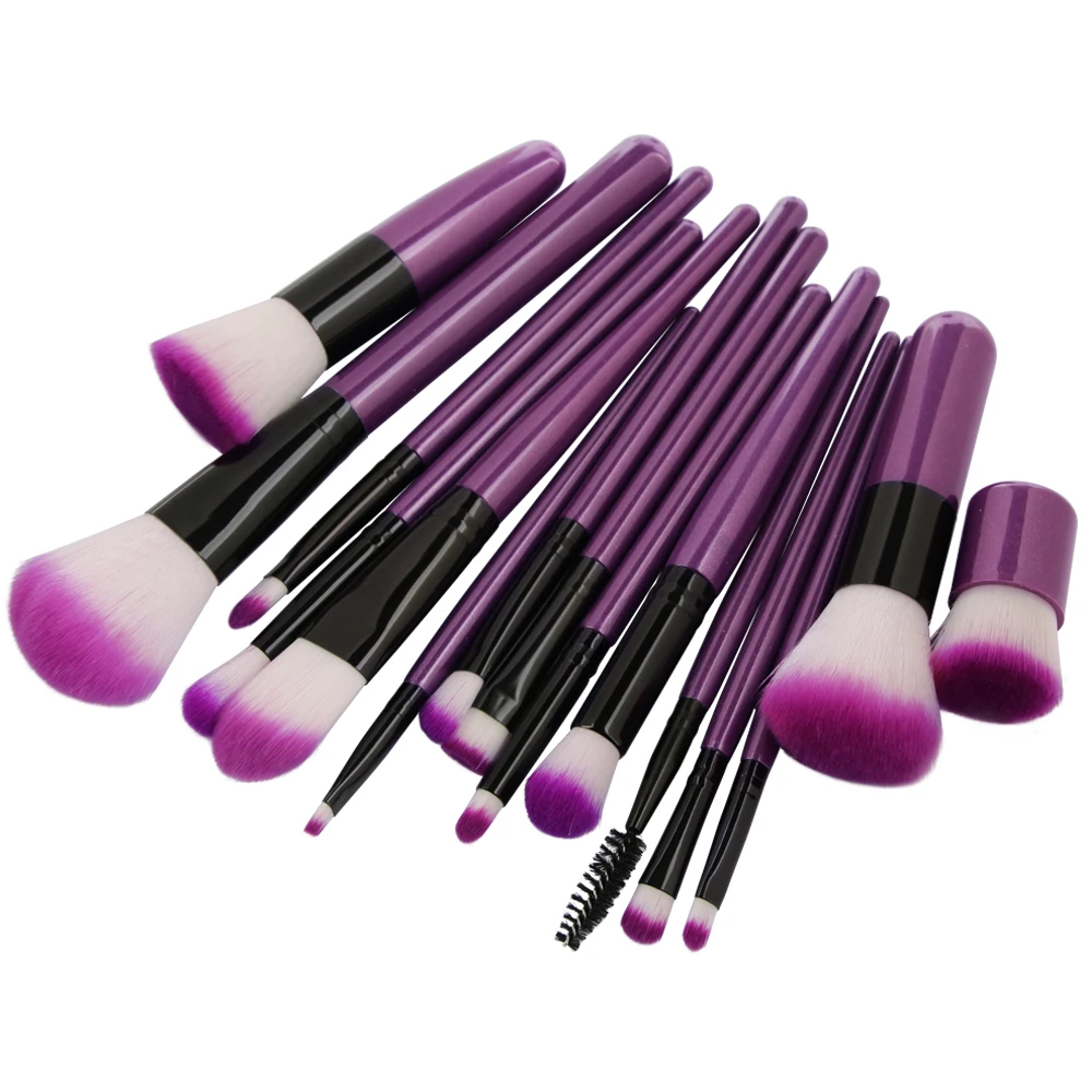 MAANGE15Pcs набор кистей для макияжа Пудра Тени для век Контур смесь румяна губ красота Косметические мягкие синтетические волосы из искусственной кожи чехол