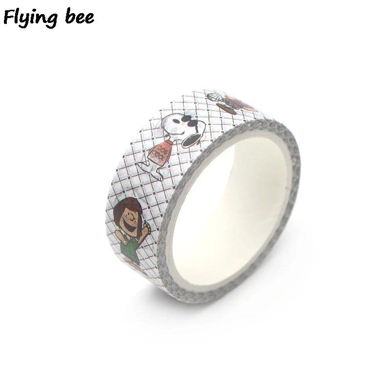Flyingbee 15 мм X 5 м ПЭТ щенок Бумага васи клейкая лента милые собаки клейкая лента DIY Скрапбукинг наклейка этикетка маскирующая лента X0265