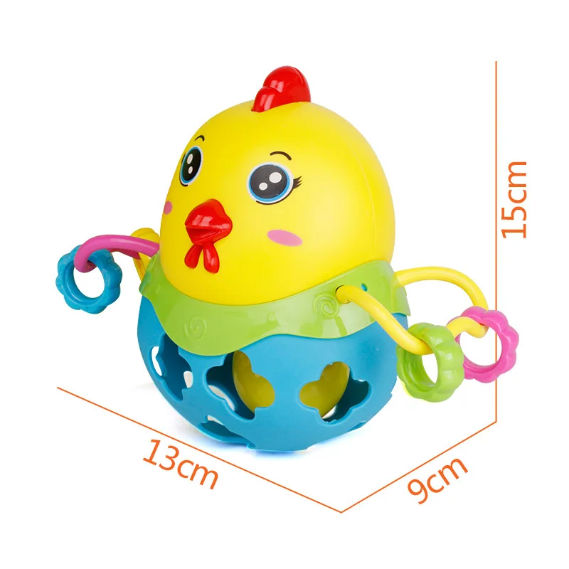 

1pcs Plastic Rattles Handbell Cute Chicken Musical Instrument Shaking Baby Jingle Bell Kid Educational Toy Random Color