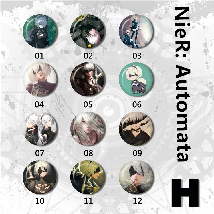 12 шт./лот NieR: Automata игрушечная брошь значок NieR игрушечные булавки 58 мм 75 мм|Игровые