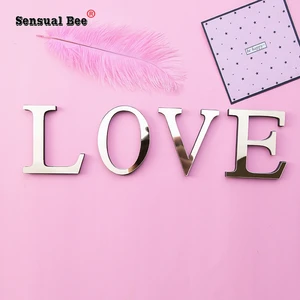 3D золотые английские буквы, акриловая зеркальная поверхность, наклейка на стену, украшение для вечеринки, двери, комнаты, алфавит, самодельная художественная роспись