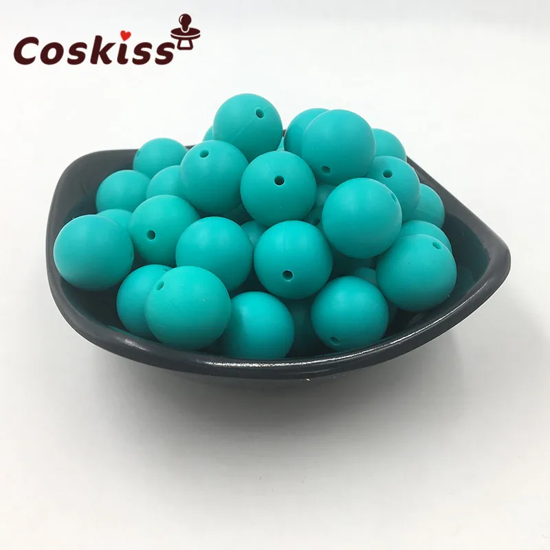 11 100 pc силиконовый для детей для прорезывания зубов Прорезыватель бусины 15 мм безопасный пищевой Клас Уход жевательные круглые силиконовые бусы ожерелье - Цвет: 11