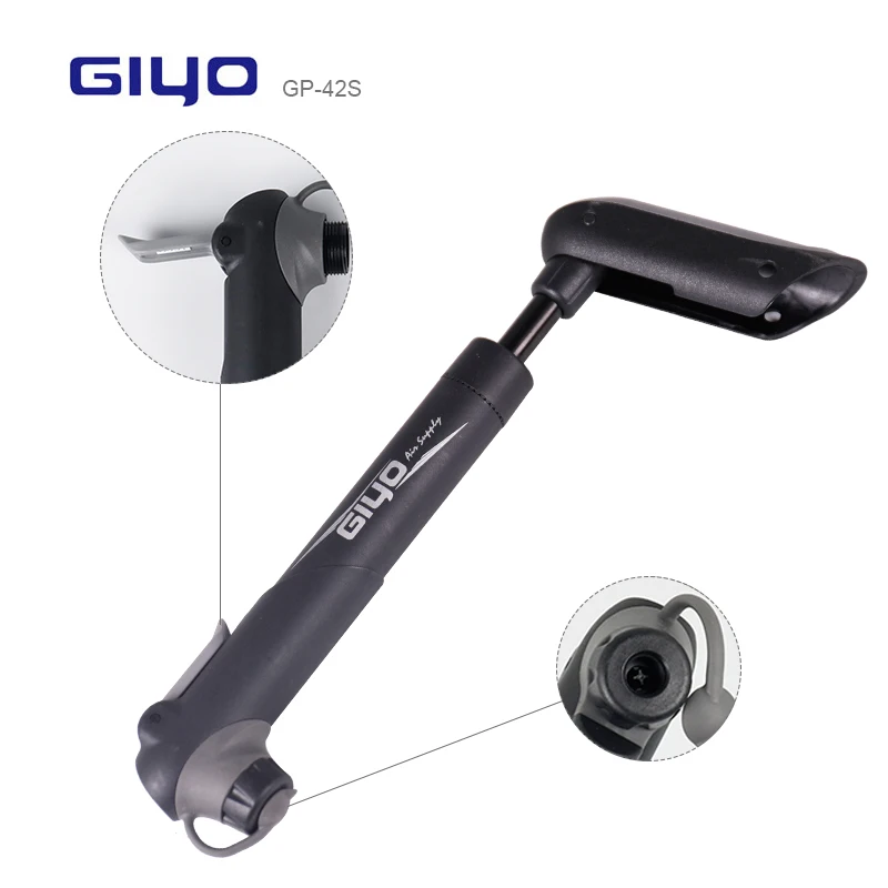 Насос велосипедный Giyo компактный насос со складной ручкой 120 psi подходит для Schrader