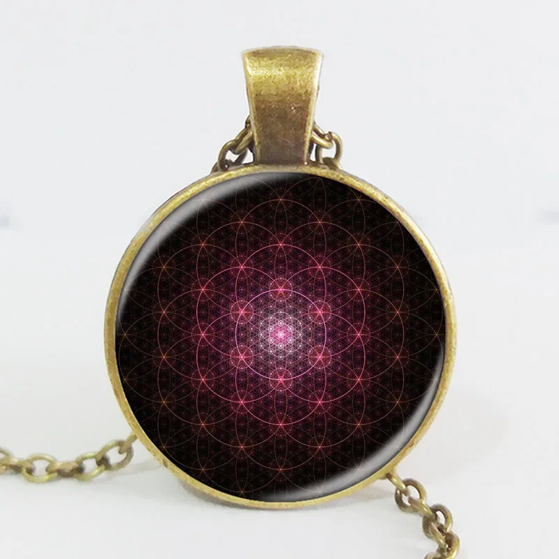 Newest 2017 Flower of Life pendant necklace glass cabochon black chock women jewelry fashion | Украшения и аксессуары