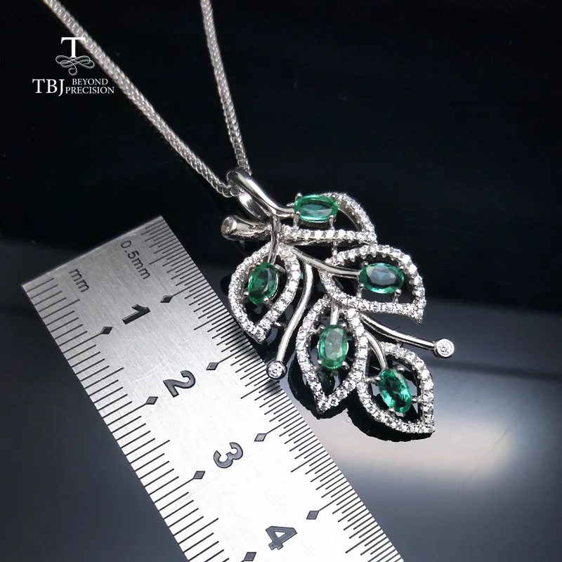 TBJ 100% натуральный Замбия 1ct изумруд подвески из стерлингового серебра 925 пробы с