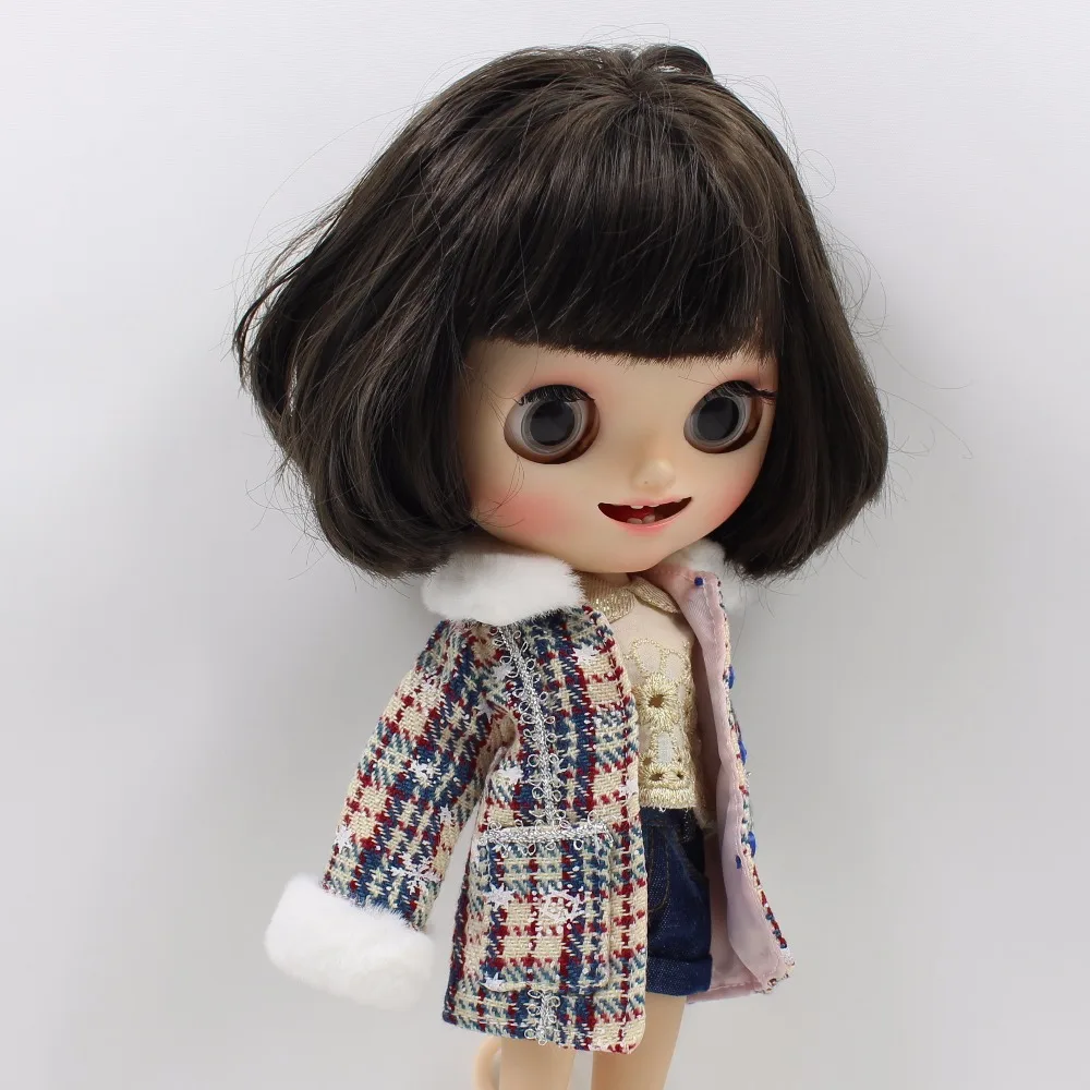 Ледяной DBS Blyth Кукла Одежда Пальто фиолетовый зеленый gingham зимний наряд | Игрушки и