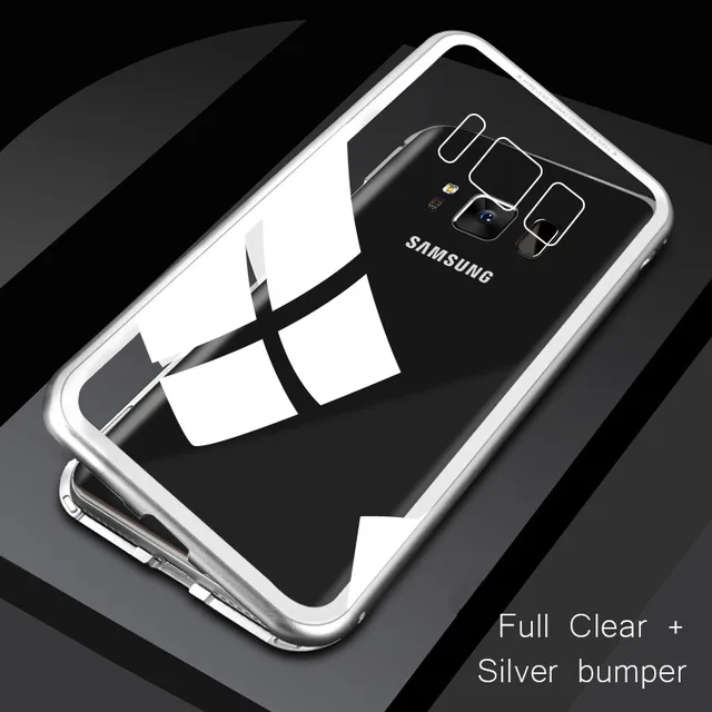 Clear sliver Магнитный чехол для samsung Galaxy A50 S8 S9 S10 плюс S10E S7 край Роскошный чехол для телефона аксессуары M10 M20 A30 A10 Note 9 8 чехол s - Цвет: Clear sliver