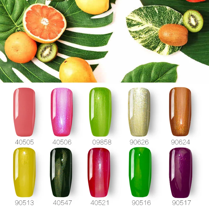 УФ Гель лак для ногтей 10 шт. полуперманентное верхнее покрытие блестящий Цветной