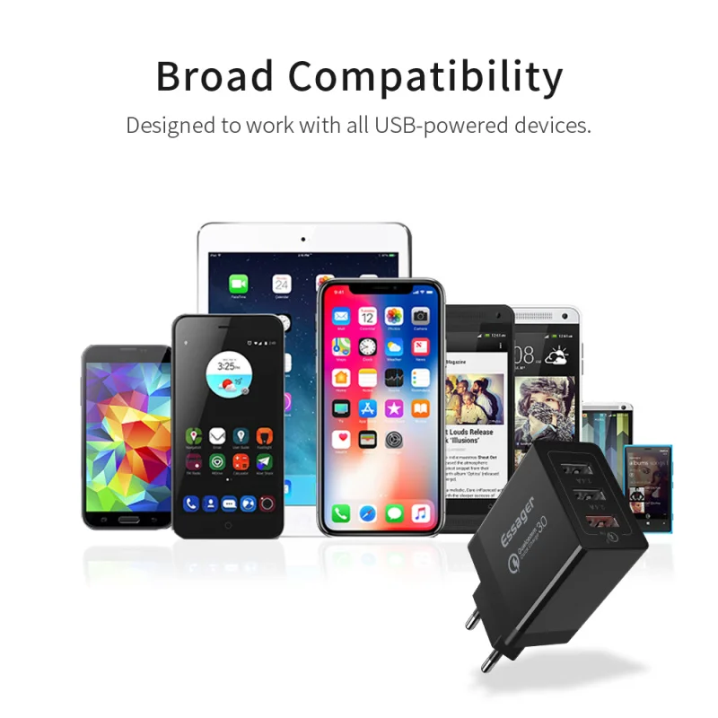 Essager Quick Charge 3 0 USB зарядное устройство 30 Вт QC3.0 QC Turbo Быстрая зарядка мульти штекер
