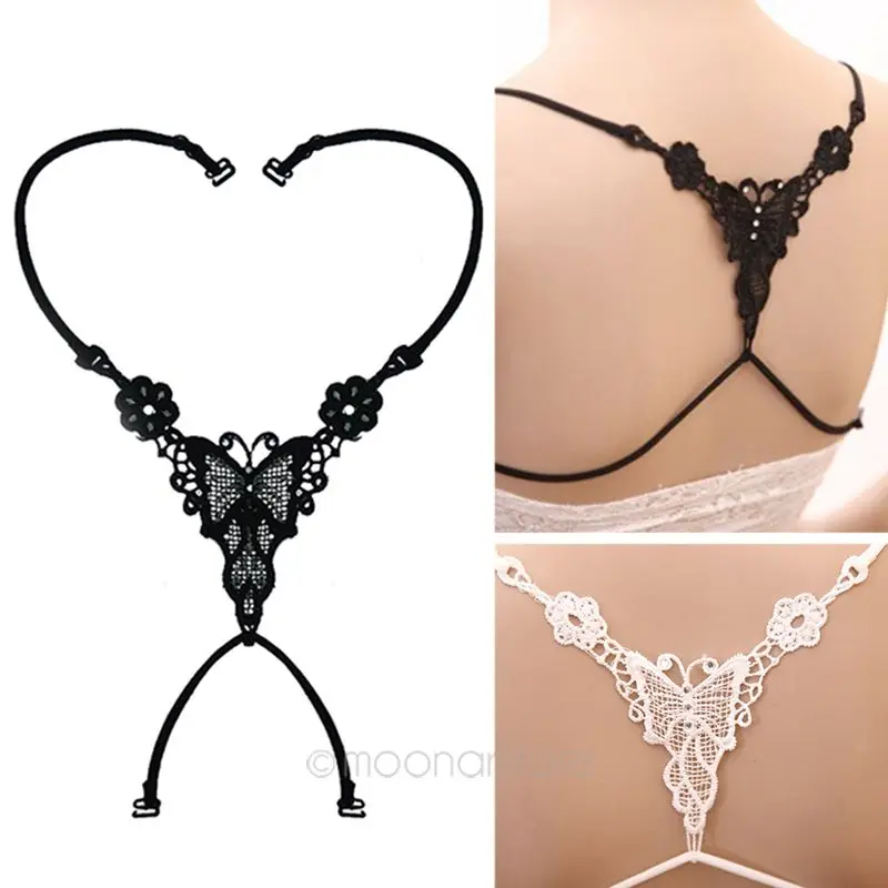Женский кружевной бюстгальтер на бретельках с бабочками цветами и перекрестной