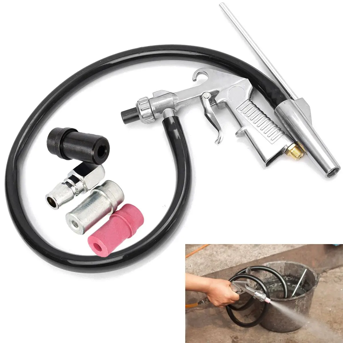 

Brand New Air Sandblaster Sandblasting Blast Gun+Nozzles+Connector+Tube Derusting Tool Kit