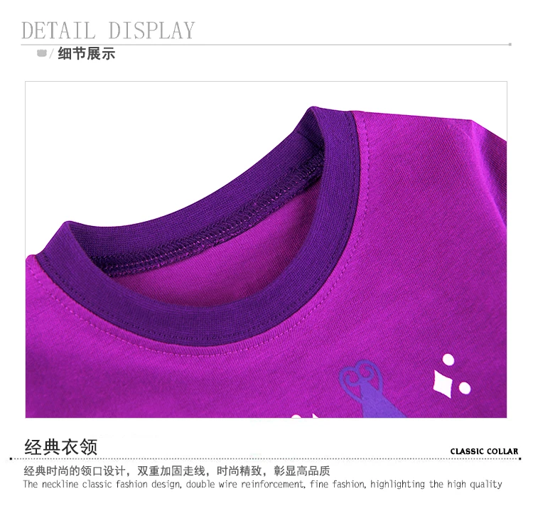 Хлопковые пижамы для девочек фиолетовые топы с длинными рукавами и принтом +