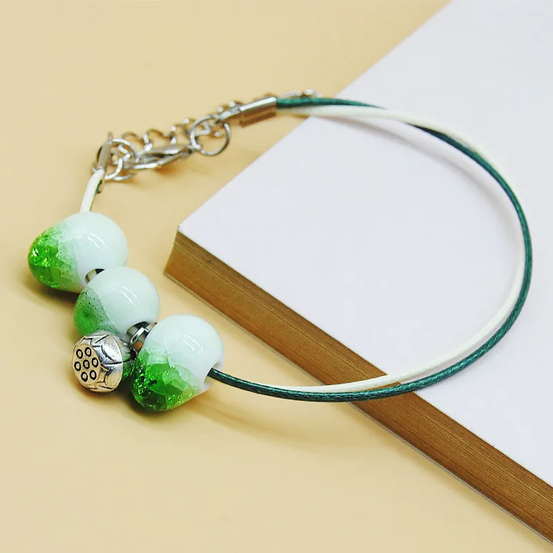 

Original New Fashion simple Ceramics bead Girls Bracelet PU Leather Bracelet cute Lover Bracelet Lovers Lucky Jewelry Women Gift