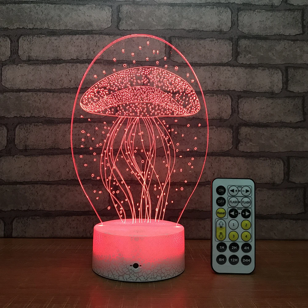 Медузы 3D иллюзия Лампа 7 цветов Изменение сенсорный выключатель светодиодный