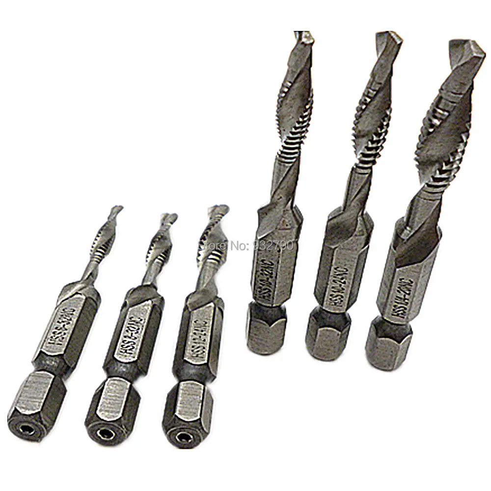 6pcs SAE Drill Tap Countersink Set Combination Deburr Bit 1/4&quot Quick Change Hex Kit Tapping Deburring Bits | Инструменты