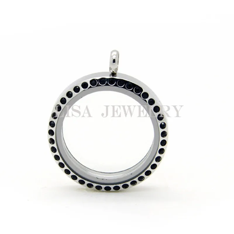 30mm screw twist closure silver color 316L stainless steel floating lockets with blue Crystal Birthstone photo locket for women | Украшения