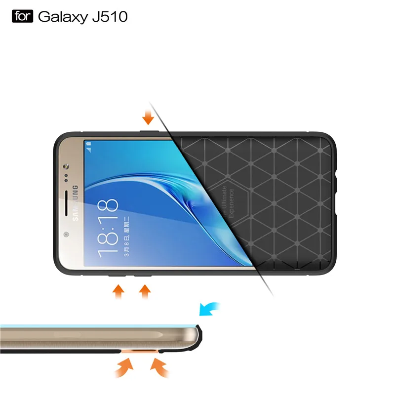 Для Samsung J5 2016 случай углеродного Волокно ультра супер тонкий задняя крышка мягкая