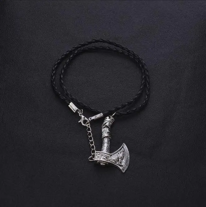 Antique Silver Скандинавская мифологическая подвеска викинга топора, Ожерелье Античное золото, серебро, цвет волка, дизайнерский топор, кожаное ожерелье для мужчин, крутые ювелирные изделия - Окраска металла: Antique Silver