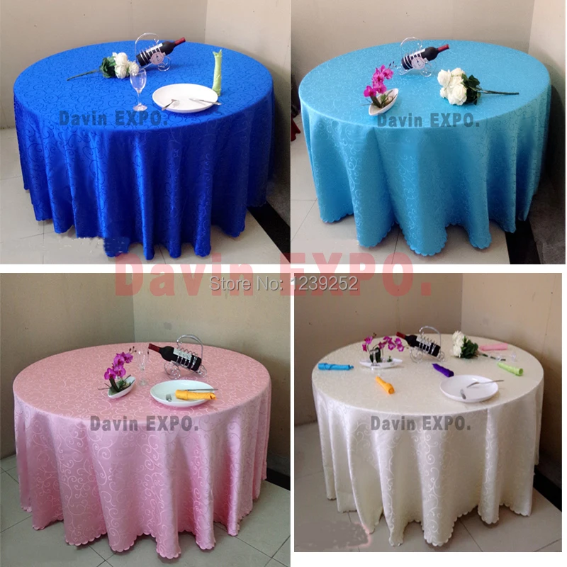 

NEW 103 INCH 260cm Round Table Jacquard Cloth Banquet Wedding Polyester Tablecloth For Wedding Party Banquet Decoration