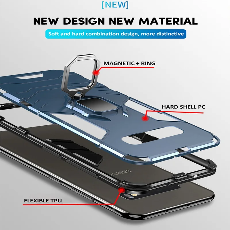 Phone Case For iPhone XR XS Max Metal Ring Holder Stand Magnetic Back Cover 7 Plus 8 6 6s X |