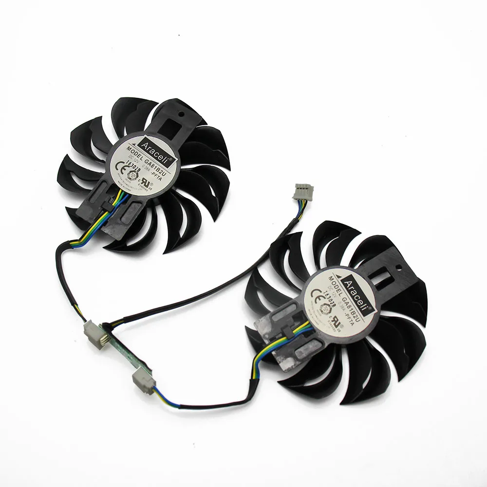 2PCS 75 мм GA81B2U-PFTA 12 В 0.38A вентилятор для PowerColor Red Dragon Radeon RX 560 16CU 2 ГБ GDDR5 OC RX560 кулер для видеокарты охлаждения F - Цвет лезвия: 2PCS