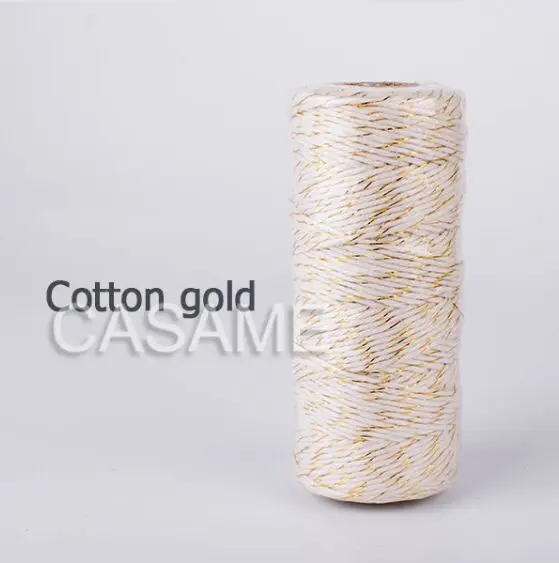 Бейкер шпагат в полоску 110yard12ply полосатый DIY металлик Золотой Серебряный твист веревка Бейкер шпагат Ремесло Подарочная упаковка катушки - Цвет: gold with cotton