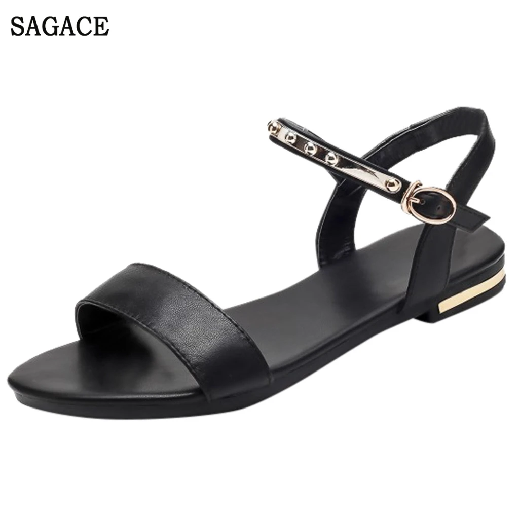 SAGACE Ladies Big Size Roman Crystal Sandals Shoes Rhinestones Beach Flat Bottom Summer Ankle Strap Buckle | Обувь
